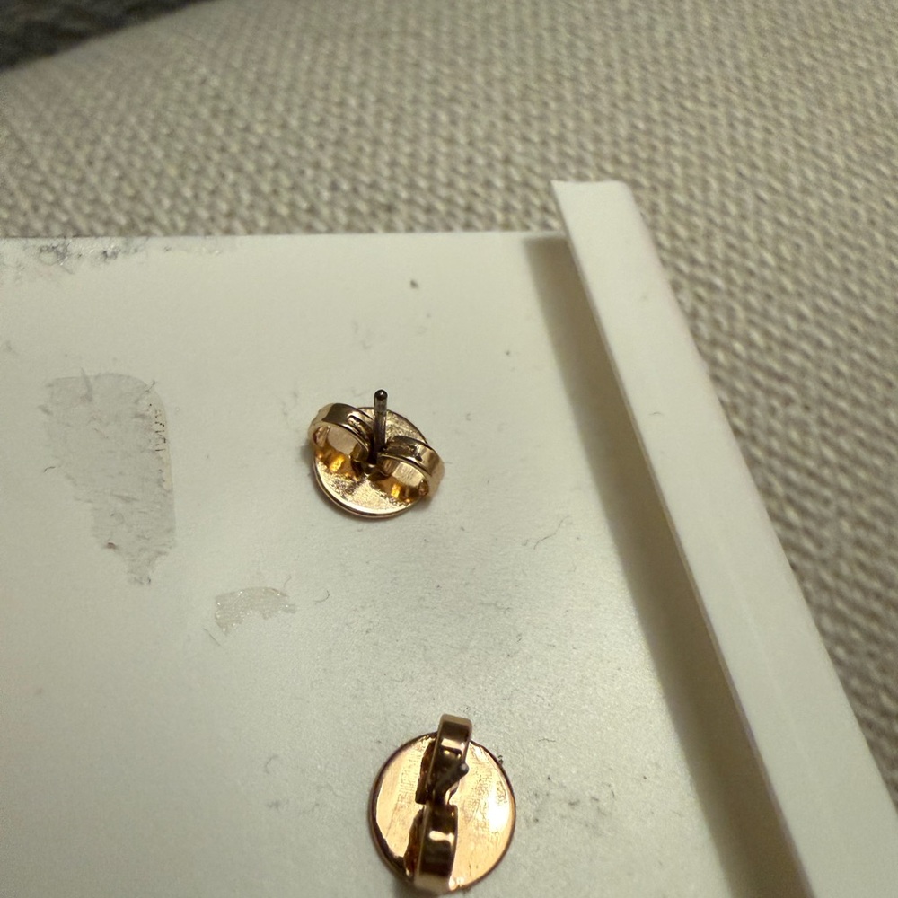 Tory Burch Pink and Gold Floral Studs - Picture 4 of 4